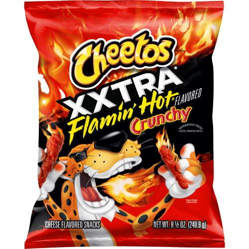 Cheetos XXTRA FLAMIN' HOT Crunchy Chips - Cheese Flavored Snacks, 8.5 Oz (6 Bags)
